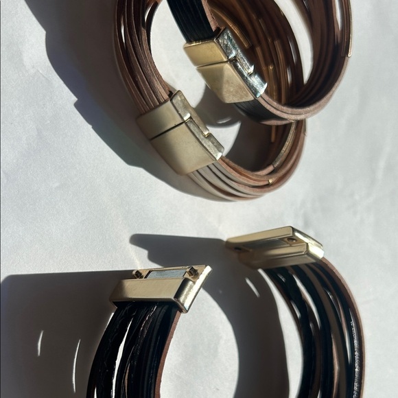 Vintage multi strand leather Stylish Multi-Strand Bracelets magnetic closure o/s - Picture 4 of 9